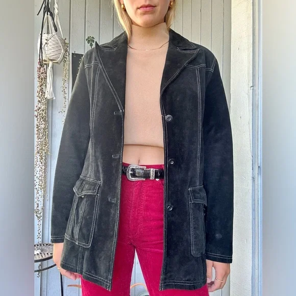 Vintage Wilson’s Leather Black Suede Coat size L